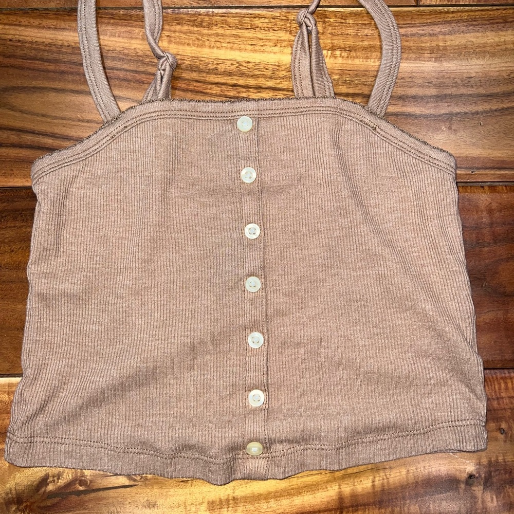 American Eagle Woman’s Tan Button-Down Top
